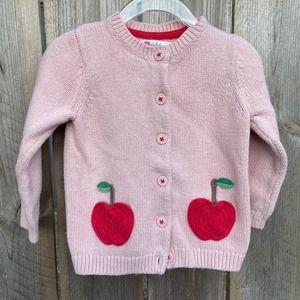 Baby Boden Cardigan apple pockets sweater Size 18-24 months